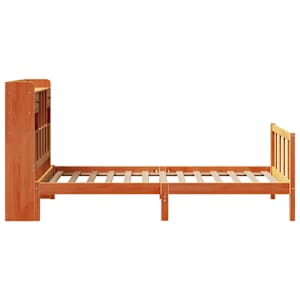 Postel s knihovnou bez matrace hnědá 100x200 cm masiv borovice - obrázek 7