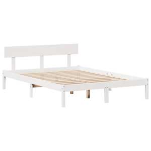 Postel s knihovnou bez matrace bílá 135x190 cm masivní borovice - obrázek 5