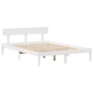 Postel s knihovnou bez matrace bílá 140x190 cm masivní borovice - obrázek 5