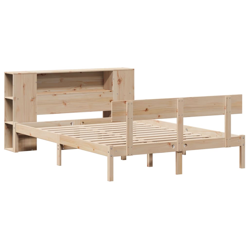 vidaXL Bed met boekenkast zonder matras massief grenenhout 120x200 cm afbeelding