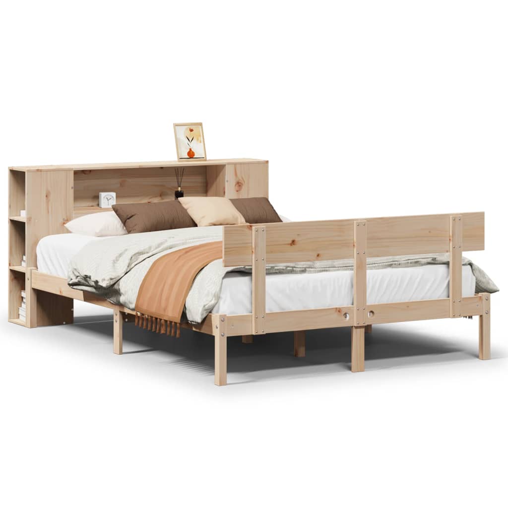Thumbnail - vidaXL Massivholzbett mit Regal ohne Matratze 150x200 cm Kiefernholz