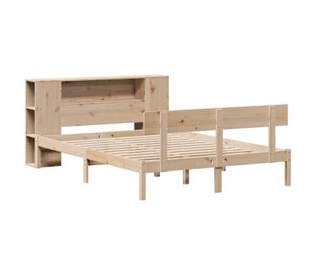 vidaXL Pat cu bibliotecă fără saltea, 150x200 cm, lemn masiv de pin