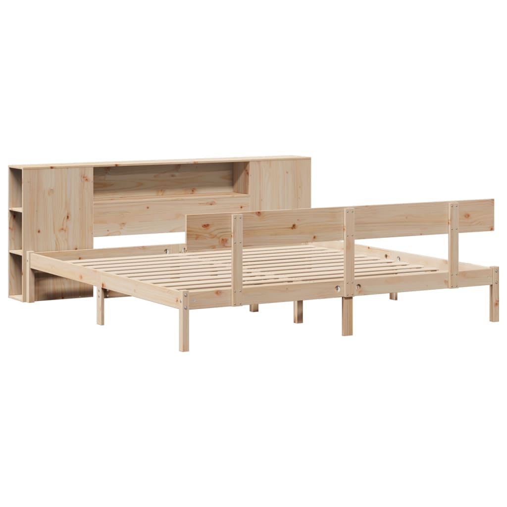 vidaXL Bed met boekenkast zonder matras massief grenenhout 180x200 cm afbeelding