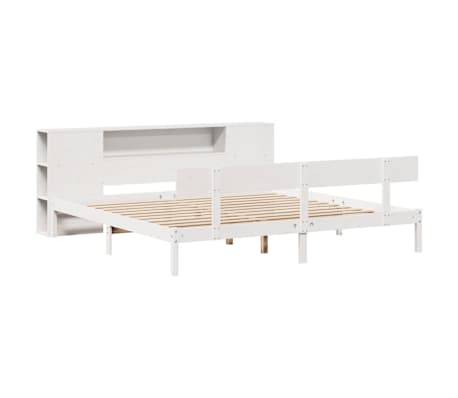 vidaXL Massivholzbett mit Regal ohne Matratze Wei&szlig; 200x200 cm Kiefer