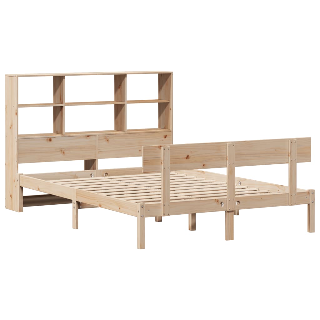 vidaXL Bed met boekenkast zonder matras massief grenenhout 140x190 cm afbeelding