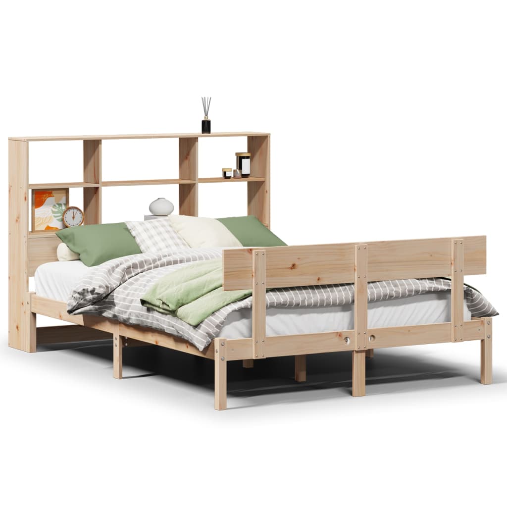 vidaXL gulta ar grāmatu plauktu, bez matrača, 120x200 cm, priedes koks-image-3321806