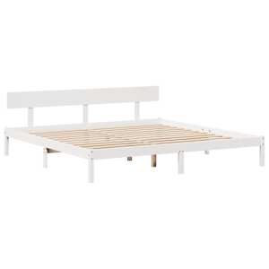 Postel s knihovnou bez matrace bílá 180x200 cm masivní borovice - obrázek 5