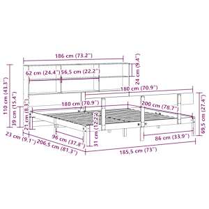 Postel s knihovnou bez matrace bílá 180x200 cm masivní borovice - obrázek 11