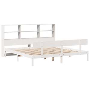 vidaXL Łóżko z regałem, bez materaca, białe, 200x200 cm, sosnowe