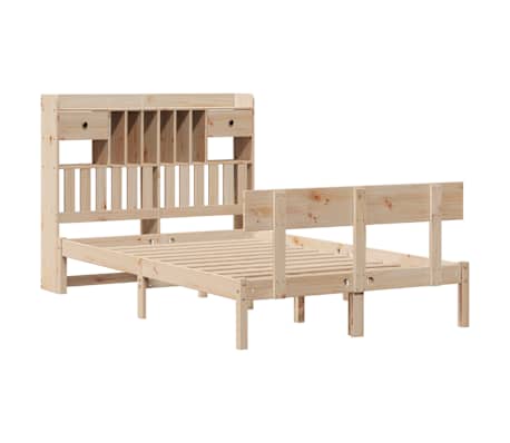 vidaXL Pat cu bibliotecă fără saltea, 120x190 cm, lemn masiv de pin