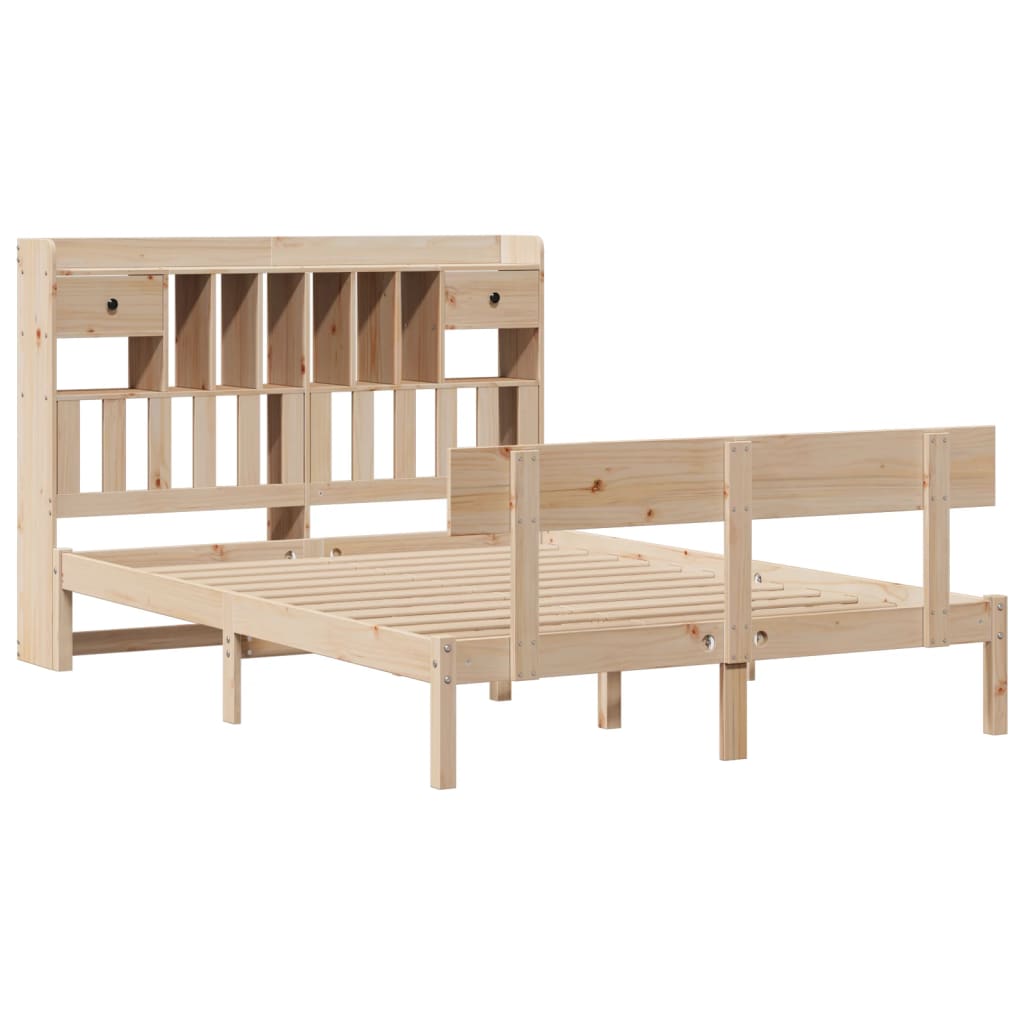 vidaXL Bed met boekenkast zonder matras massief grenenhout 140x190 cm afbeelding