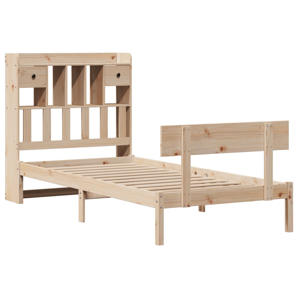 vidaXL Bed met boekenkast zonder matras massief grenenhout 90x200 cm afbeelding