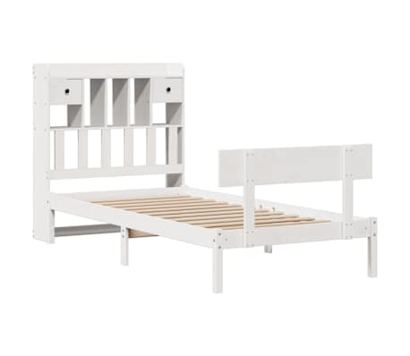 vidaXL Bookcase Bed without Mattress White 100x200 cm Solid Wood Pine