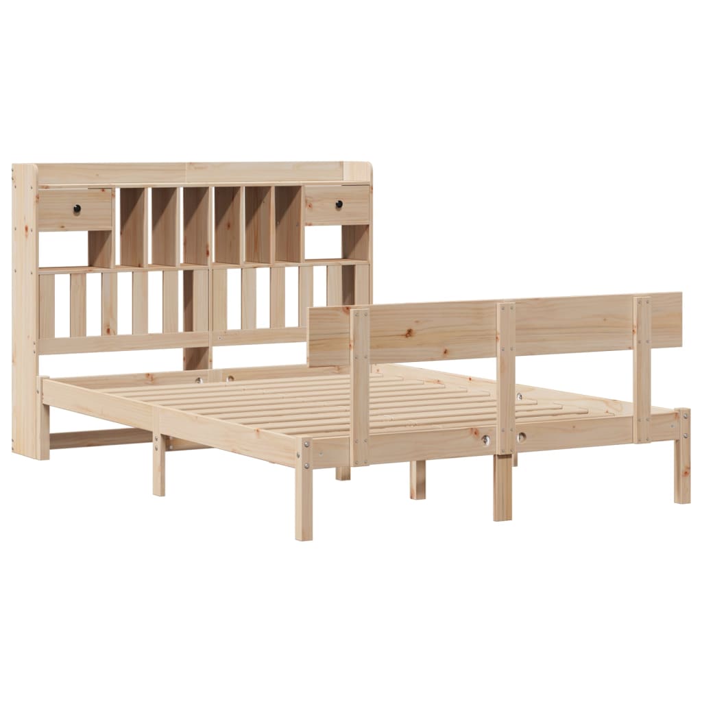 vidaXL Bed met boekenkast zonder matras massief grenenhout 140x200 cm afbeelding