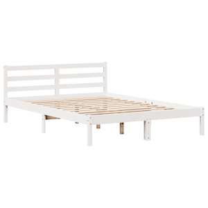 Postel s knihovnou bez matrace bílá 135x190 cm masivní borovice - obrázek 6
