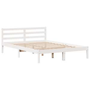 Postel s knihovnou bez matrace bílá 140x190 cm masivní borovice - obrázek 6