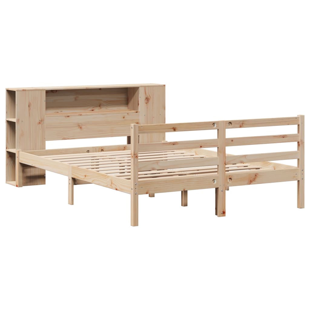 vidaXL Bed met boekenkast zonder matras massief grenenhout 120x200 cm afbeelding