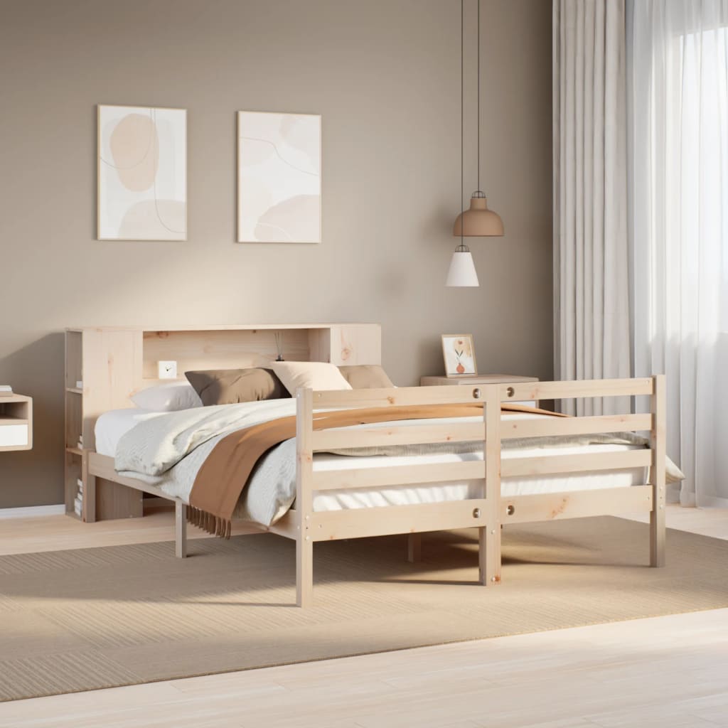 vidaXL Massivholzbett mit Regal ohne Matratze 120x200 cm Kiefer