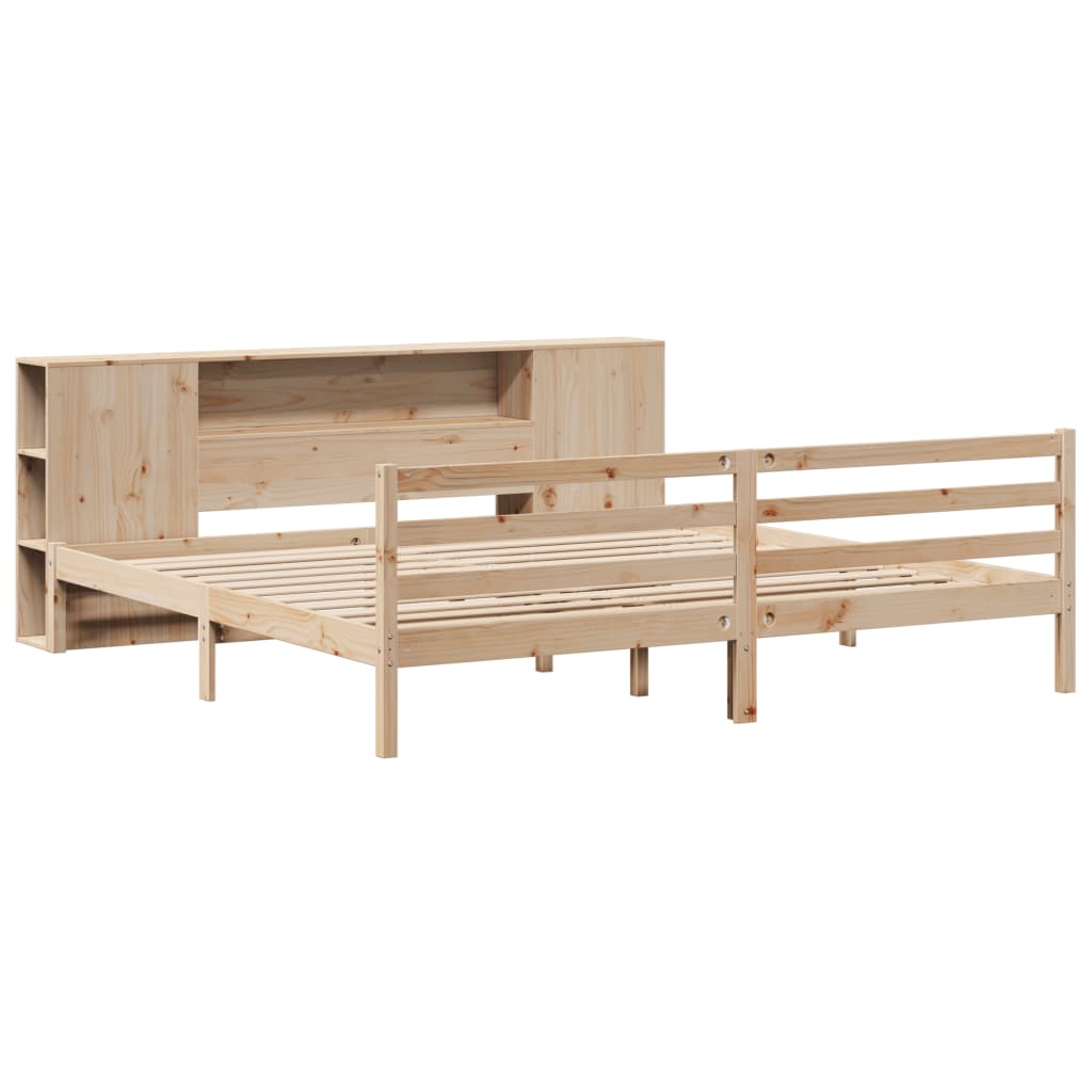 vidaXL Bed met boekenkast zonder matras massief grenenhout 200x200 cm afbeelding