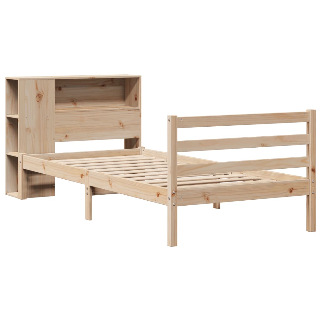 vidaXL Bed met boekenkast zonder matras massief grenenhout 75x190 cm afbeelding