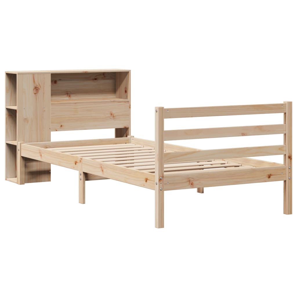vidaXL Bed met boekenkast zonder matras massief grenenhout 90x200 cm afbeelding