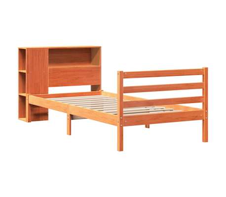 vidaXL Massivholzbett mit Regal ohne Matratze Wachsbraun 100x200 cm