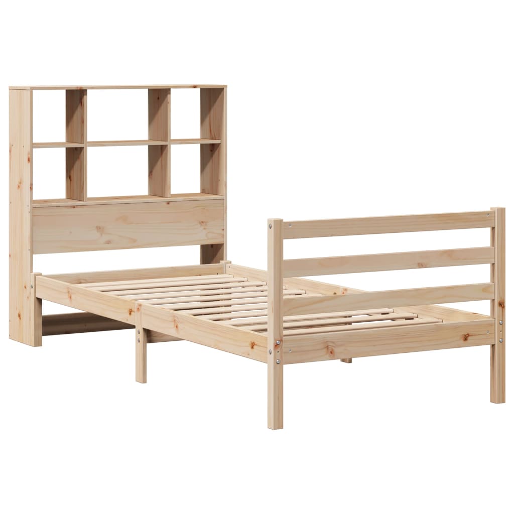 vidaXL Bed met boekenkast zonder matras massief grenenhout 90x190 cm afbeelding