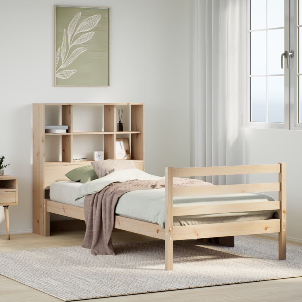 vidaXL Massivholzbett mit Regal ohne Matratze 90x190 cm Kiefernholz
