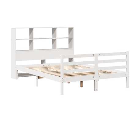 vidaXL Massivholzbett mit Regal ohne Matratze Wei&szlig; 120x190 cm Kiefer
