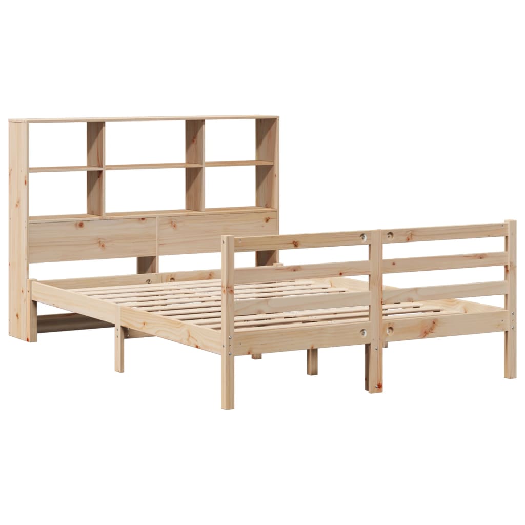 vidaXL Bed met boekenkast zonder matras massief grenenhout 150x200 cm afbeelding