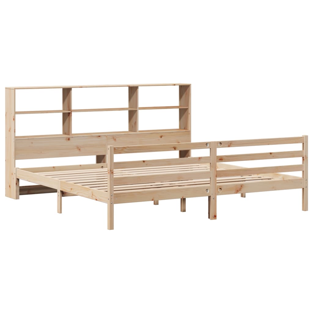 vidaXL Bed met boekenkast zonder matras massief grenenhout 180x200 cm afbeelding