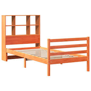 vidaXL Bookcase Bed without Mattress Wax Brown 90x190 cm Single Solid Wood