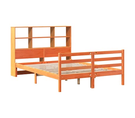 vidaXL Κρεβάτι Βιβλιοθήκη Χωρίς Στρώμα Καφέ 120x200 εκ Μασίφ Πεύκο