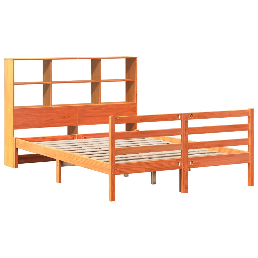 vidaXL Bed met boekenkast zonder matras hout wasbruin 160x200 cm afbeelding