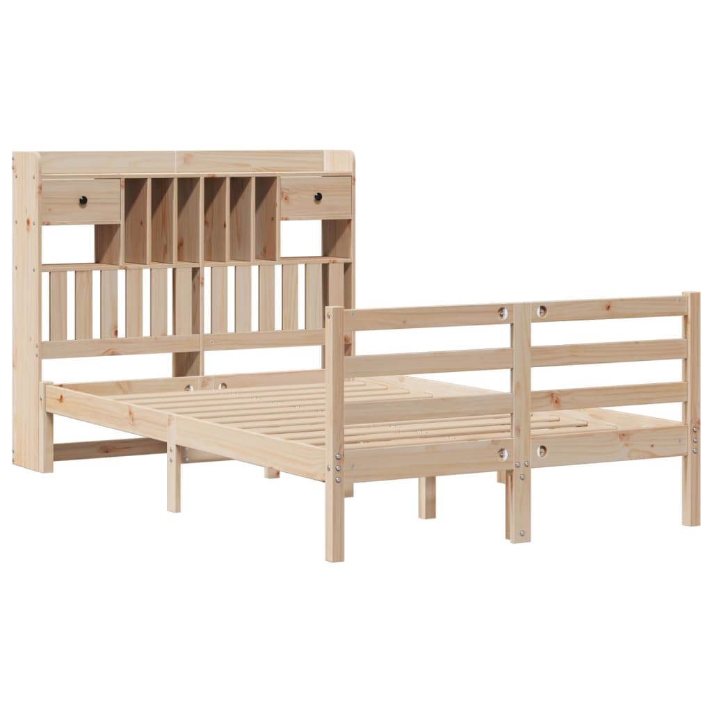 vidaXL Bed met boekenkast zonder matras massief grenenhout 135x190 cm afbeelding
