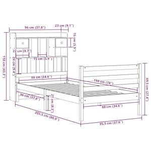 Postel s knihovnou bez matrace bílá 90x200 cm masivní borovice - obrázek 11