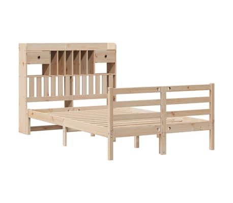 vidaXL Pat cu bibliotecă fără saltea, 120x200 cm, lemn masiv de pin