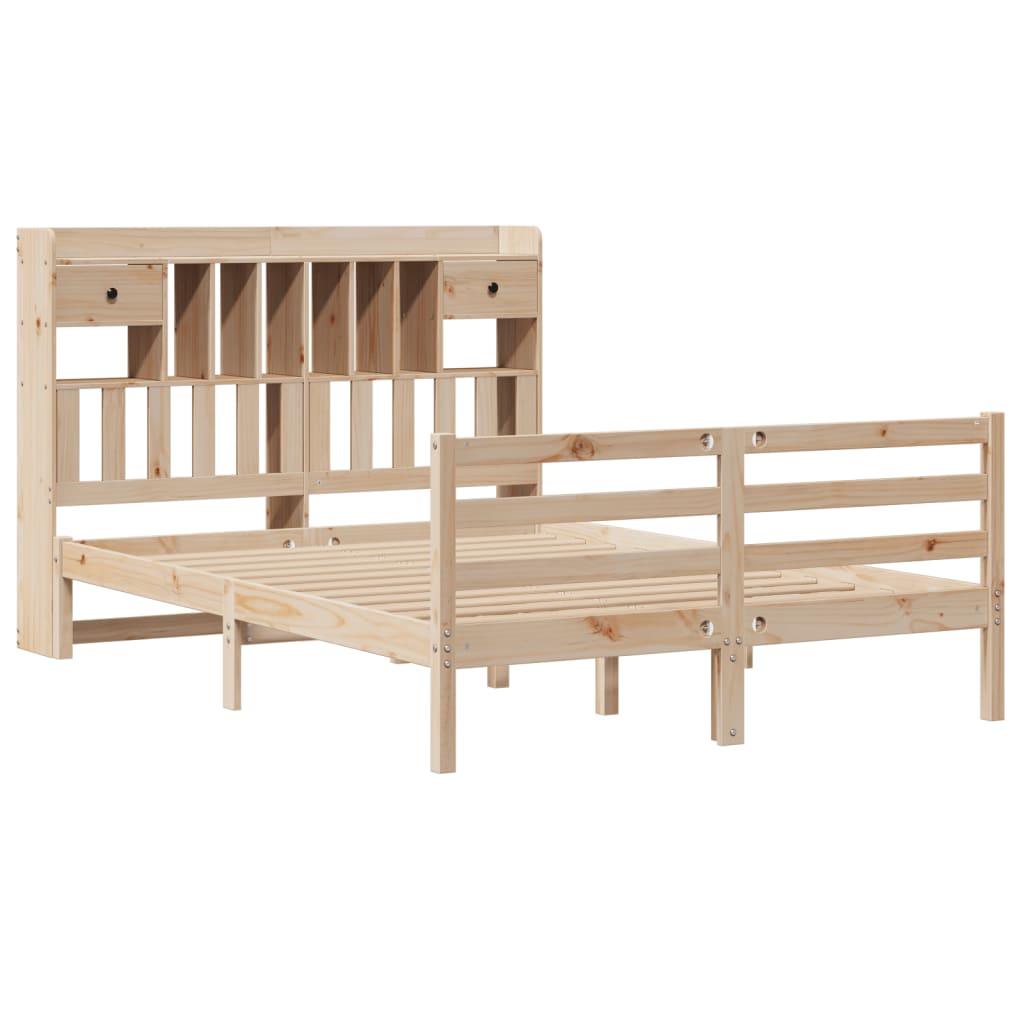 vidaXL Bed met boekenkast zonder matras massief grenenhout 150x200 cm afbeelding