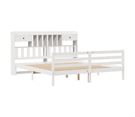 vidaXL Massivholzbett mit Regal ohne Matratze Wei&szlig; 200x200 cm Kiefer