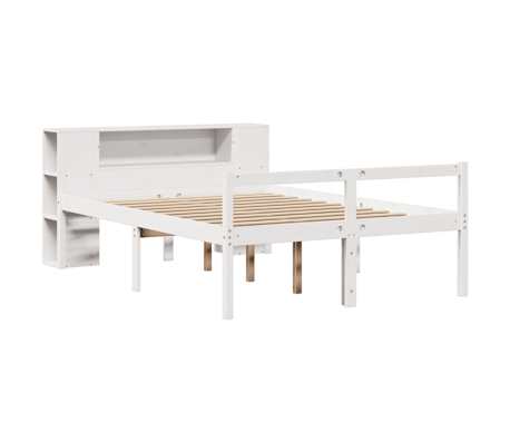 vidaXL Seng med bokhylle uten madrass hvit 120x190 cm heltre furu