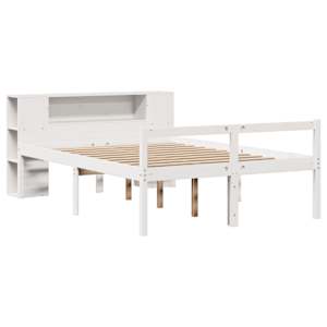 vidaXL Seng med bokhylle uten madrass hvit 120x190 cm heltre furu