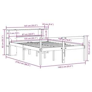Postel s knihovnou bez matrace bílá 135x190 cm masivní borovice - obrázek 12