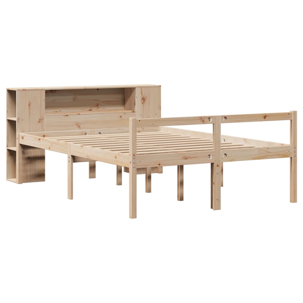 vidaXL Bed met boekenkast zonder matras massief grenenhout 140x200 cm afbeelding