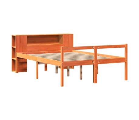 vidaXL Κρεβάτι Βιβλιοθήκη Χωρίς Στρώμα Καφέ 120x190 εκ Μασίφ Πεύκο