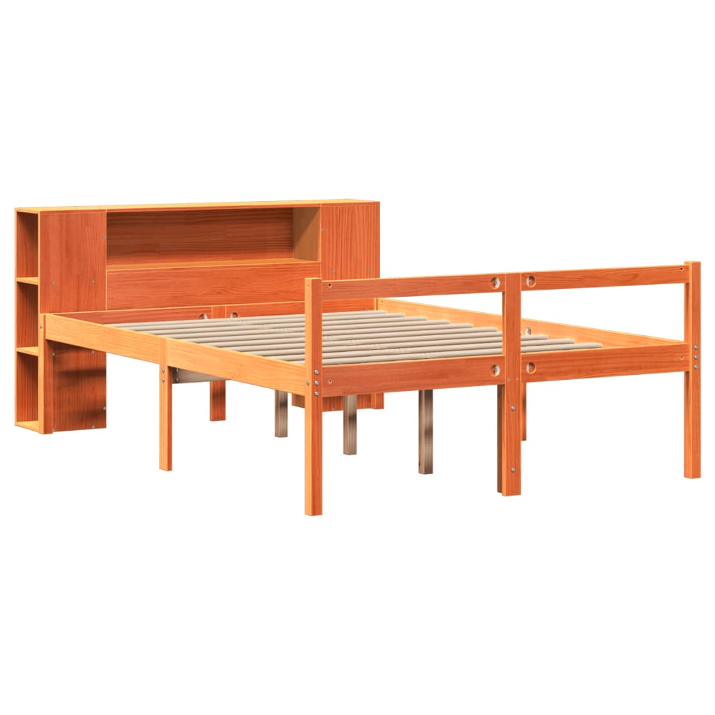 vidaXL Bed met boekenkast zonder matras hout wasbruin 160x200 cm afbeelding