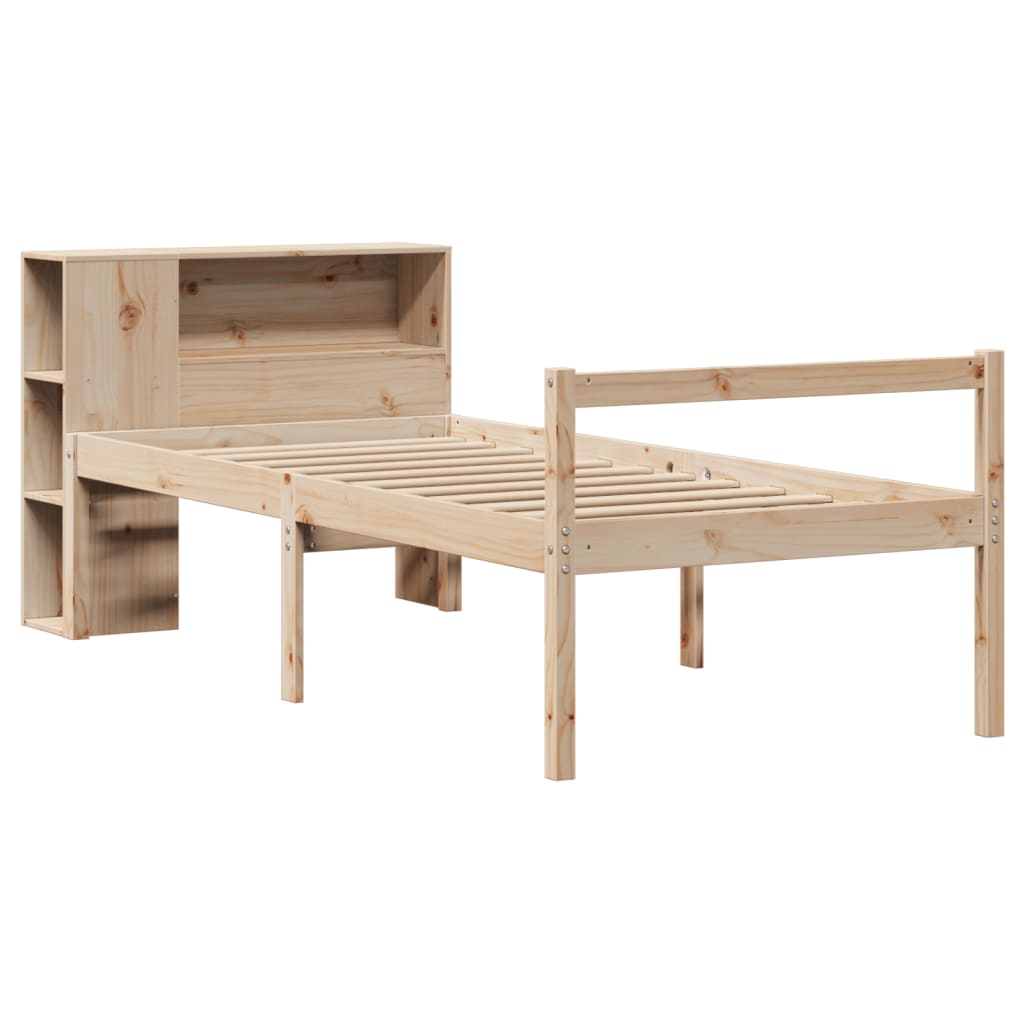 vidaXL Bed met boekenkast zonder matras massief grenenhout 100x200 cm afbeelding