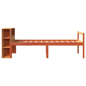 Postel s knihovnou bez matrace hnědá 75 x 190 cm masivní dřevo - obrázek 5