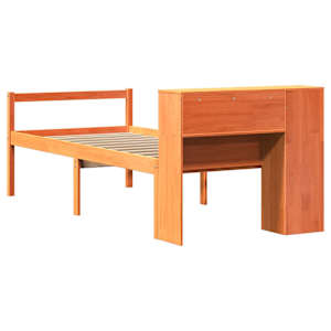 Postel s knihovnou bez matrace hnědá 75 x 190 cm masivní dřevo - obrázek 6