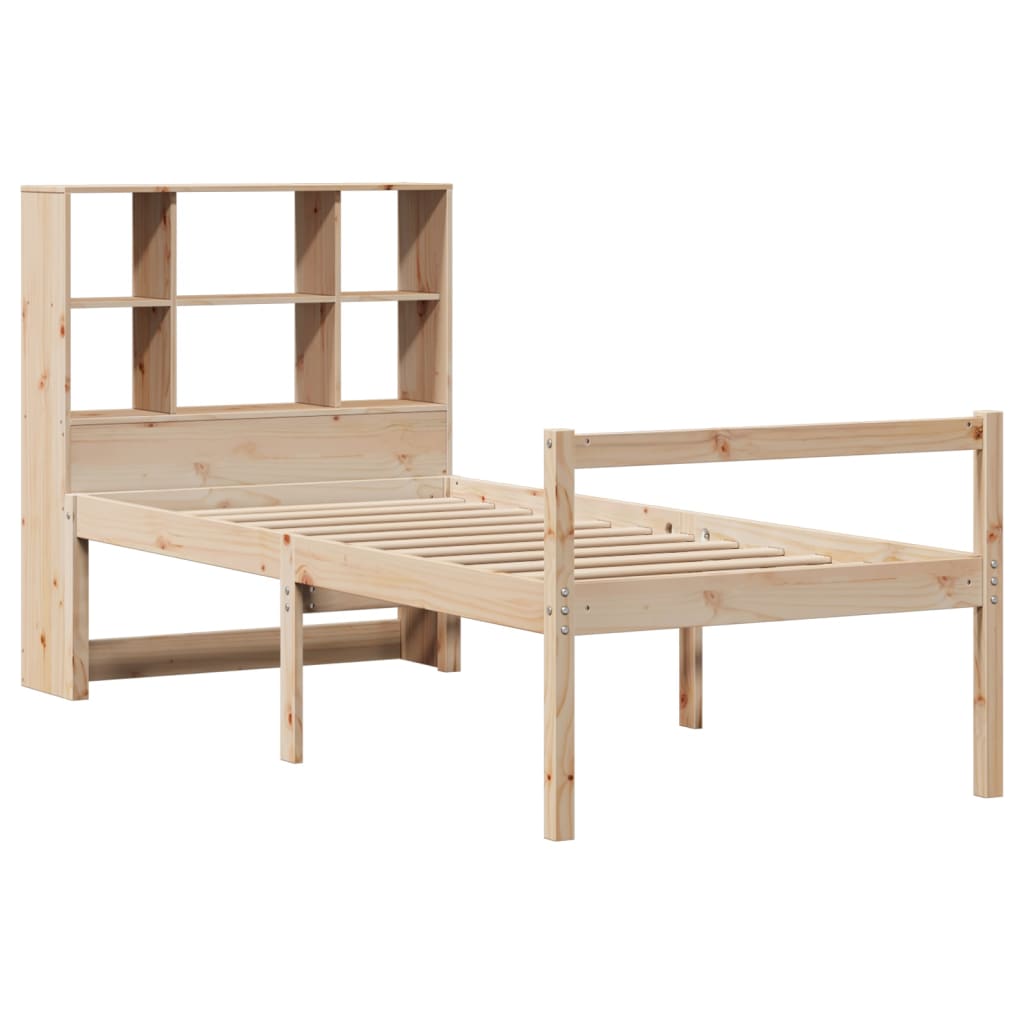 vidaXL Bed met boekenkast zonder matras massief grenenhout 100x200 cm afbeelding