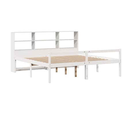 vidaXL Cama com estante sem colch&atilde;o 180x200 cm pinho maci&ccedil;o branco